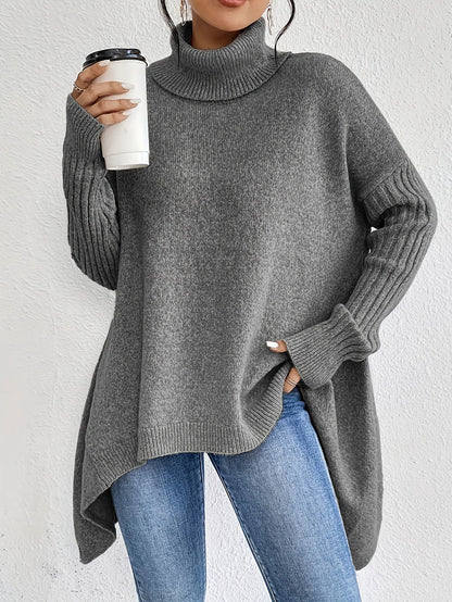 Oversize sweter z golfem – miękki i ciepły