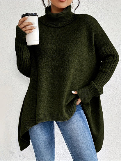 Oversize sweter z golfem – miękki i ciepły
