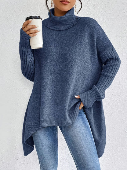 Oversize sweter z golfem – miękki i ciepły