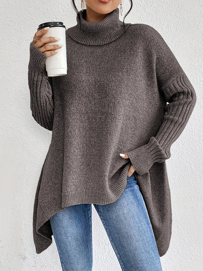 Oversize sweter z golfem – miękki i ciepły